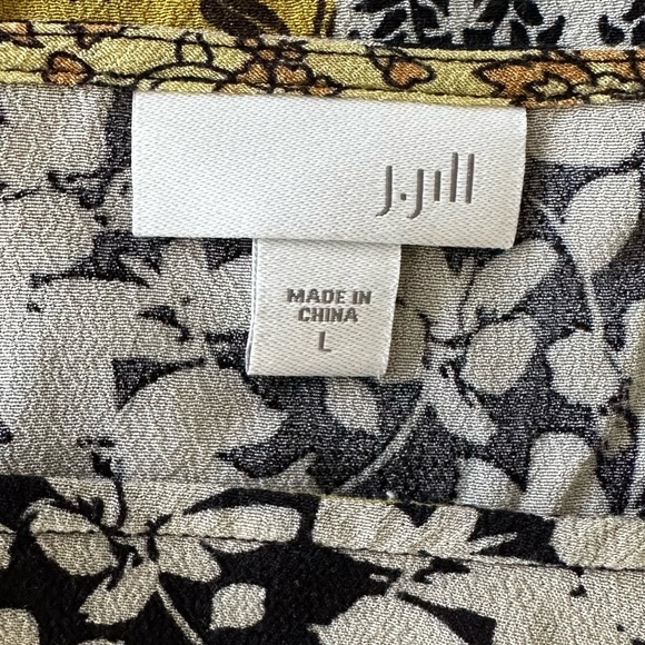 J. Jill Mixed Floral Print Long Sleeve Blouse Top Shirt Size L - Picture 5 of 6